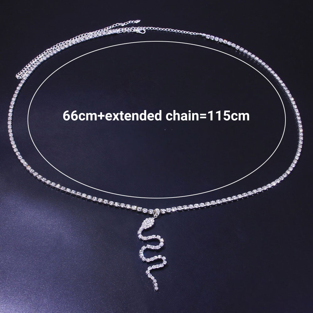 Damen Taillenkette mit Strasssteinen und Schlangenmuster