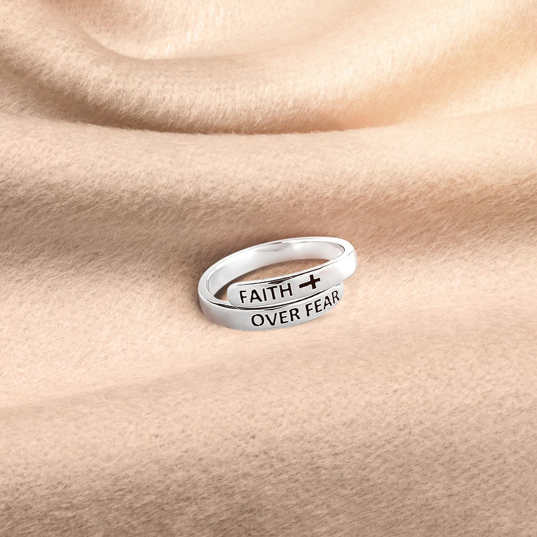 Faith Over Fear S925 Silver Open Rings