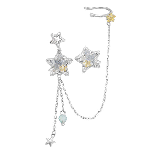 Y2K Designer Grey Star Asymmetrical Earrings