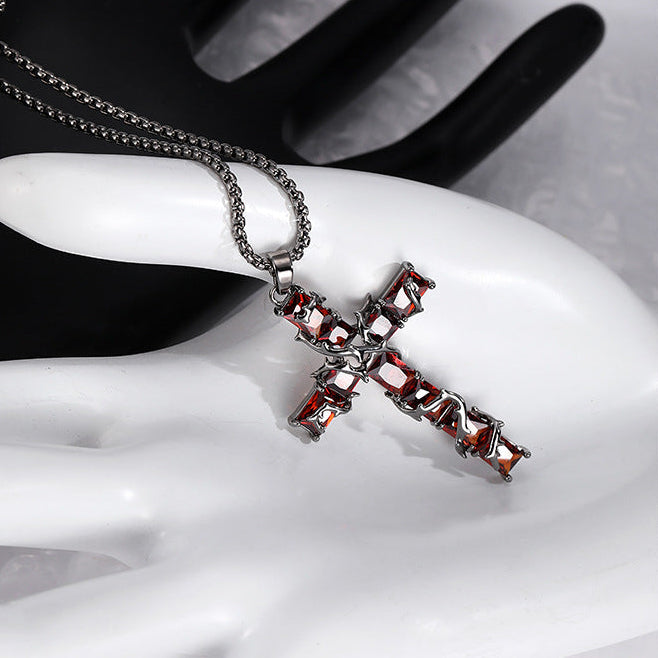 Goth Thorn Cross Necklace