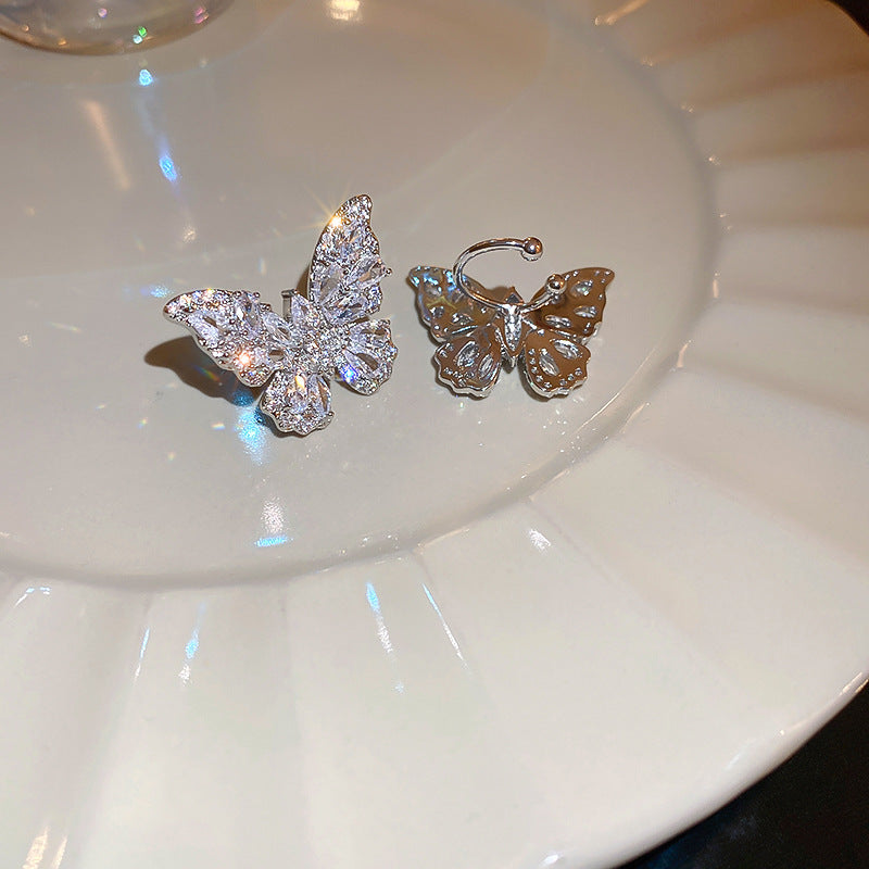 Shining Silver Butterfly Rhinestone Ear Cuff