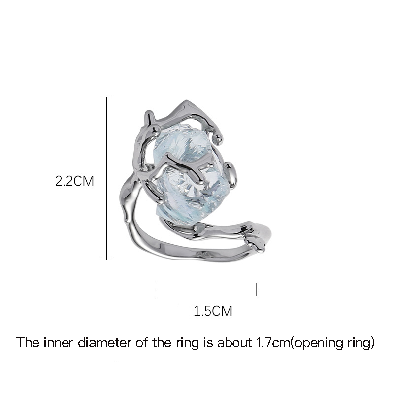 Schlichter Öffnungsring aus Naturstein „Blue Glacier“