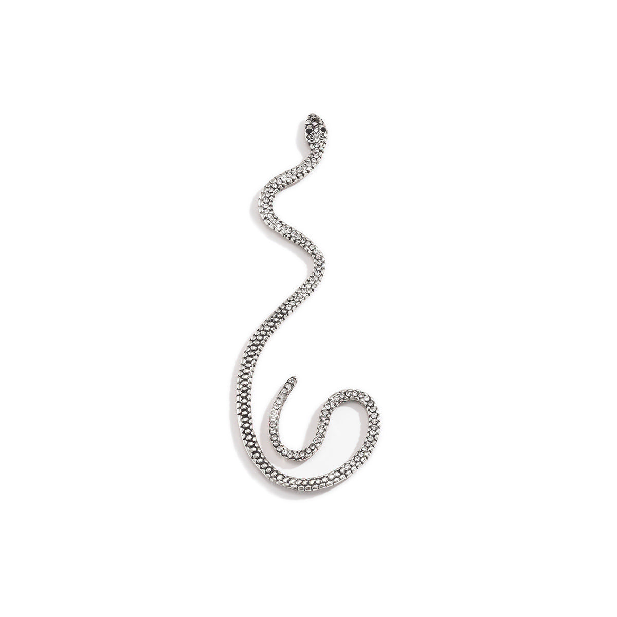 Designer-Ohrmanschette mit Schlangen-Motiv und Strasssteinen, ohne Ohrpiercing