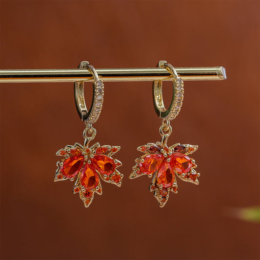 Kazuha Inspired Maple Leaf Hoop Earrings