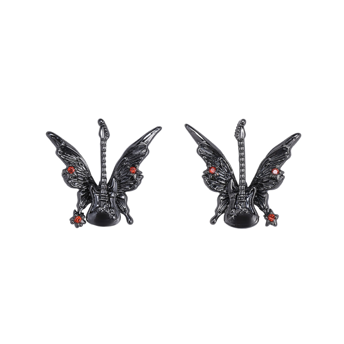 Goth Butterfly Guitar Stud Earrings