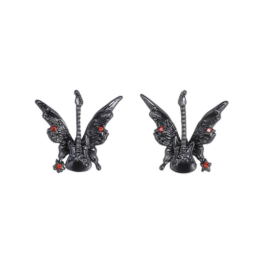 Goth Butterfly Guitar Stud Earrings