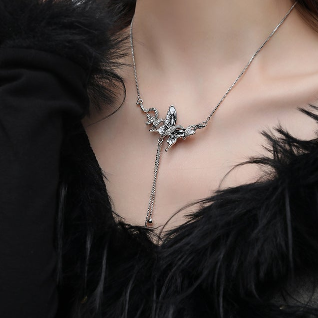 Designer Black Butterfly & Snake Necklace