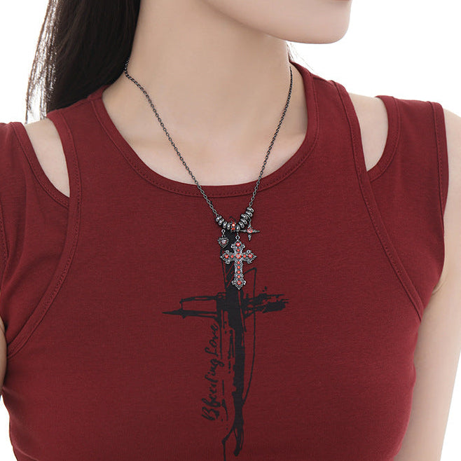 Goth Sweet Red Cross Necklaces