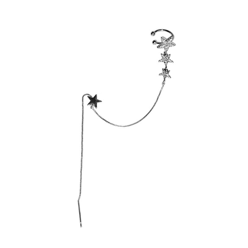 Ohrstecker mit Stern-Quaste für Damen, glänzend, Silber