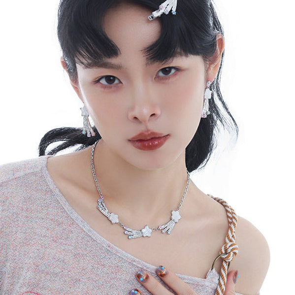 Y2K Goth Scarlet Black Meteor Necklace