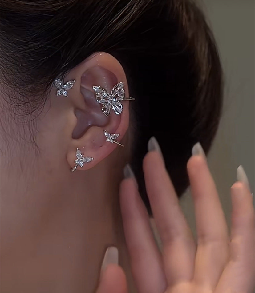 Sweet Silver Butterfly Shining  Zircon Ear Cuff