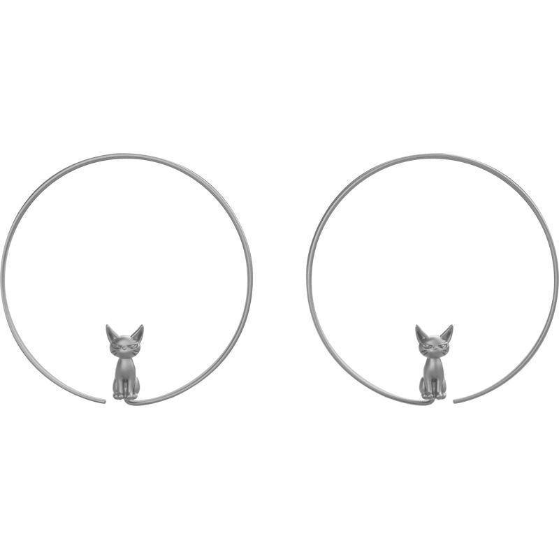 Designer Large Hoop Cat Earrings