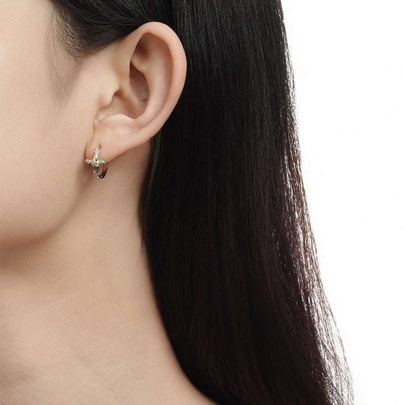 S925 Sterling Silver Cross Star Earrings