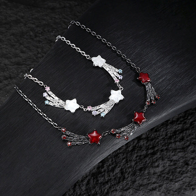 Y2K Goth Scarlet Black Meteor Necklace