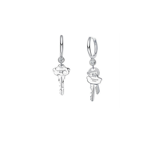 Designer Personal Note Key Hoop Earrings