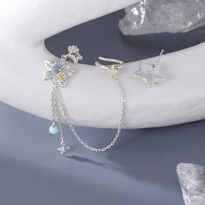 Y2K Designer Grey Star Asymmetrical Earrings