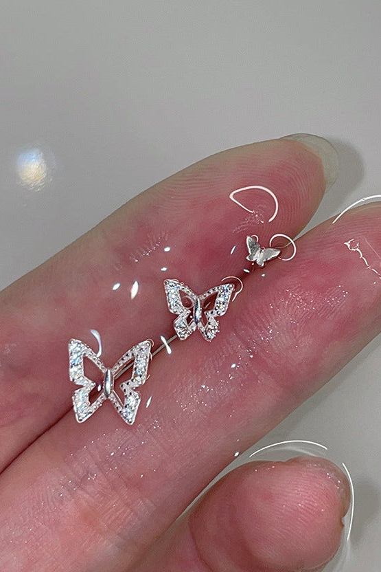 999 Sterling Silver Openwork Butterfly Stud Earrings