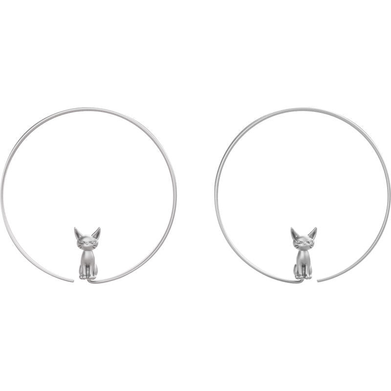 Designer Large Hoop Cat Earrings