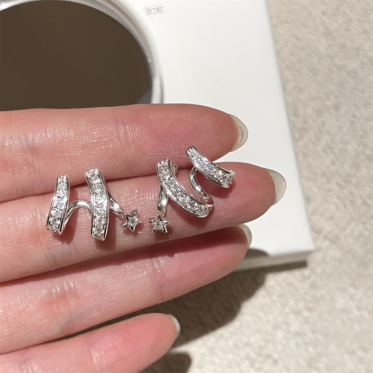 Designer Meteorite Star Zircon Earrings