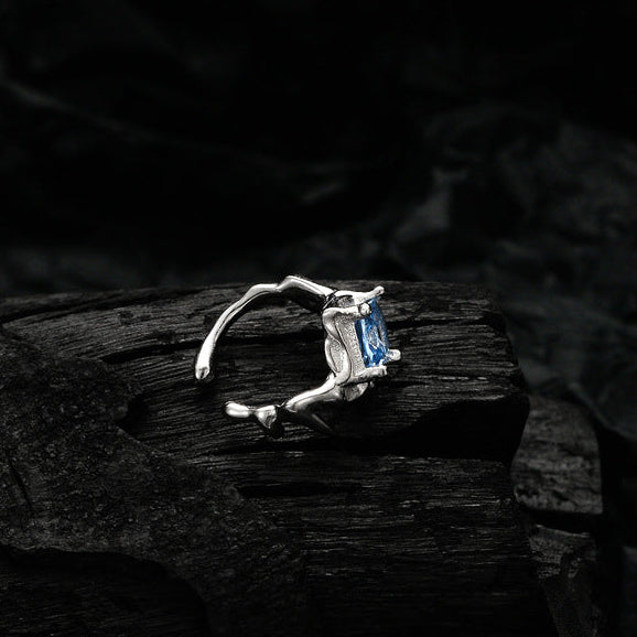 Y2K S925 Silver Blue Zircon Thorns Ear Cuff (single one)