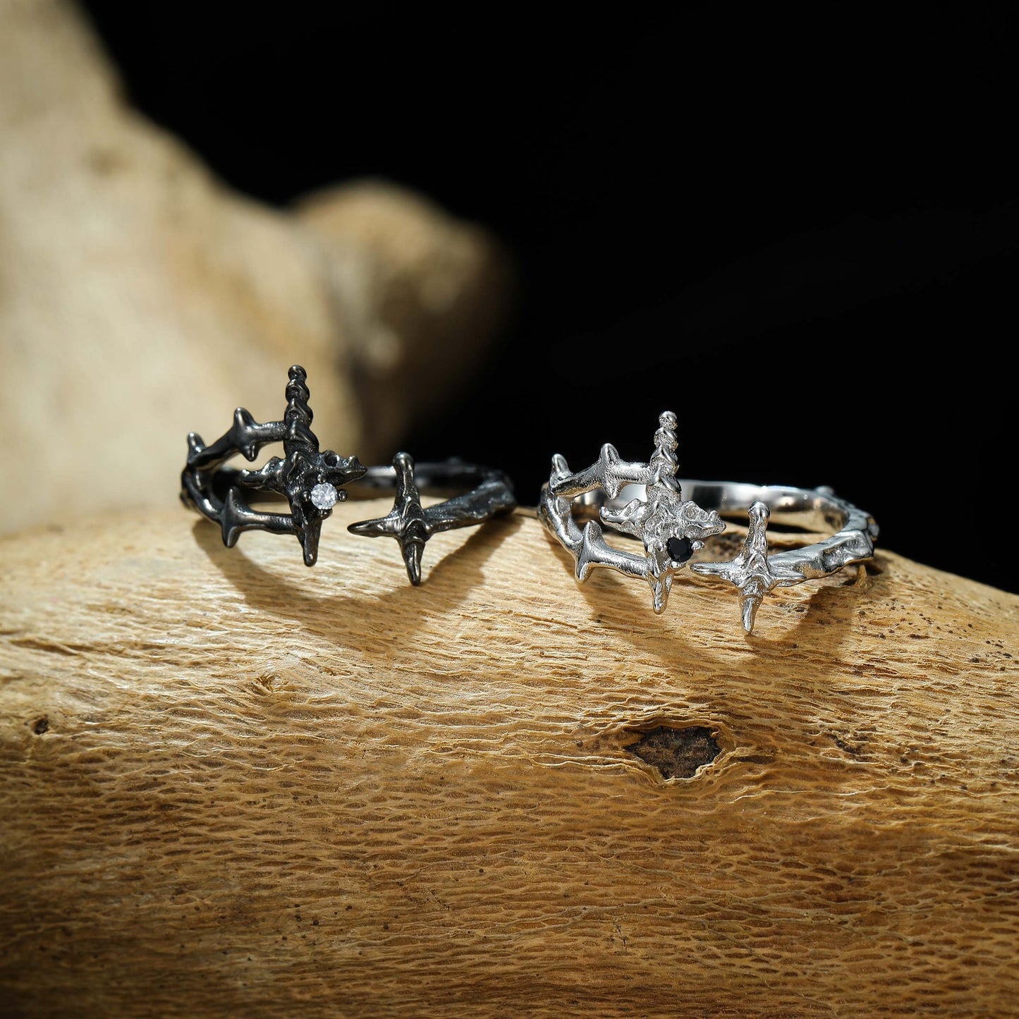 S925 Silber Designer Kreuz offener Ring