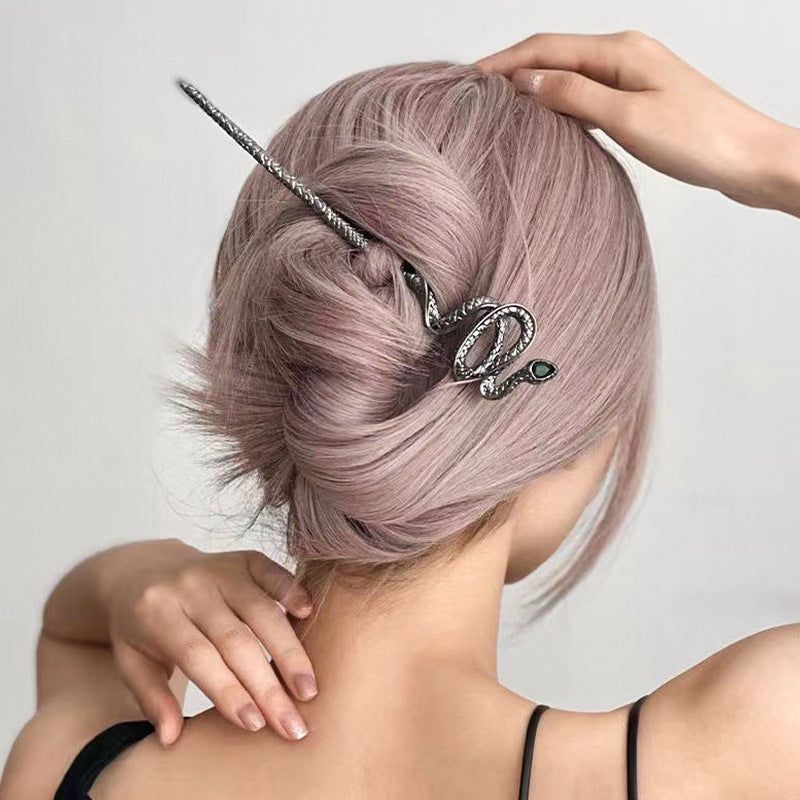 Y2K Damen Einzigartige flache Schlangenhaarnadel