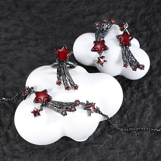 Y2K Goth Scarlet Black Meteor Necklace