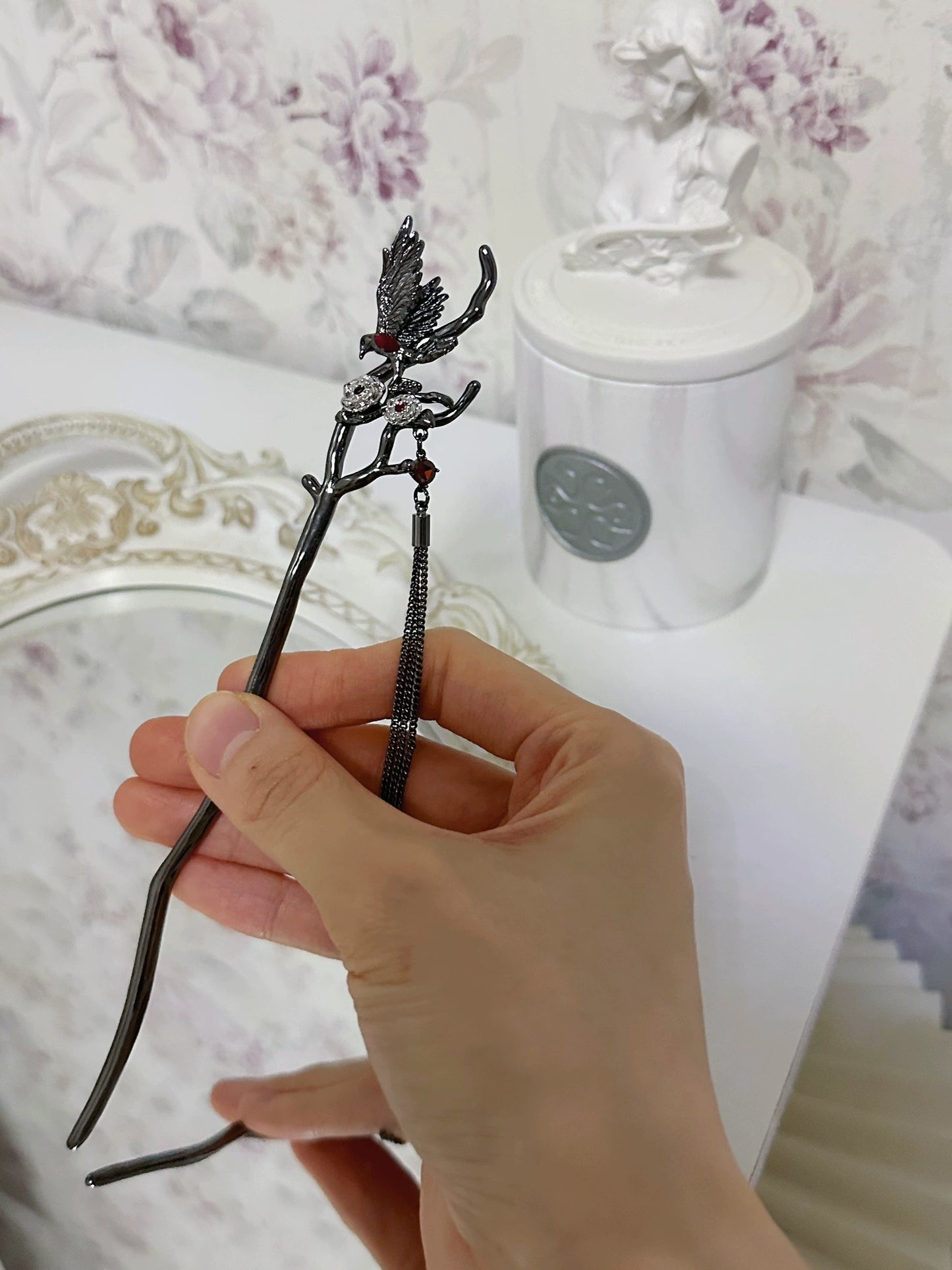 Dark Gothic Raven Hairpin