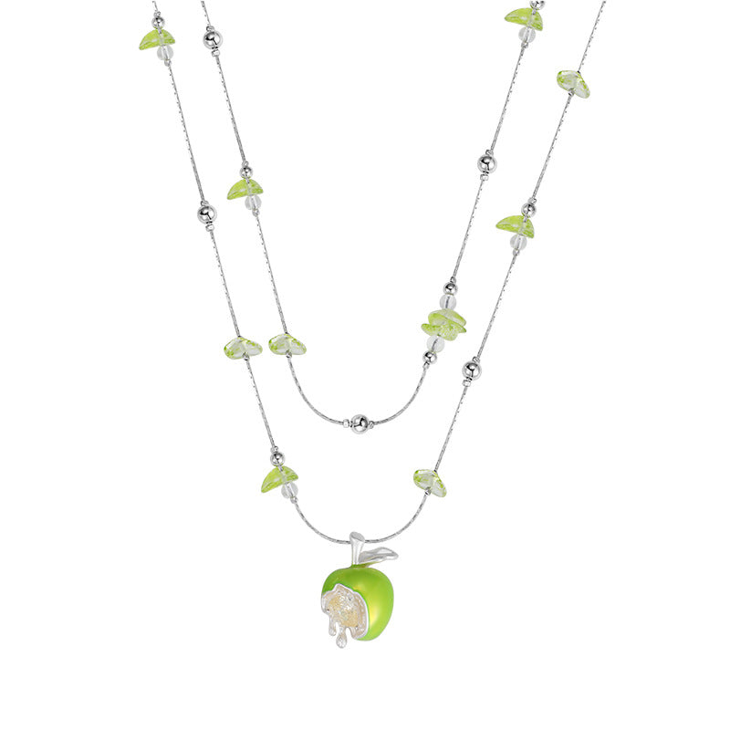 Y2K Sweet Green Apple Double Layer Necklace