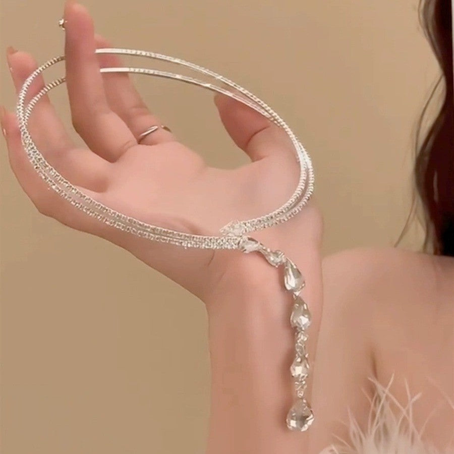 Shining Designer Rhinestone Multilayer Pendant Necklace