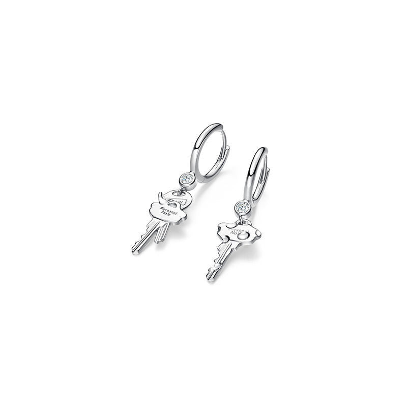 Designer Personal Note Key Hoop Earrings