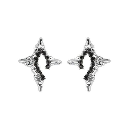 Cyber-Gothic Star Stud Earrings