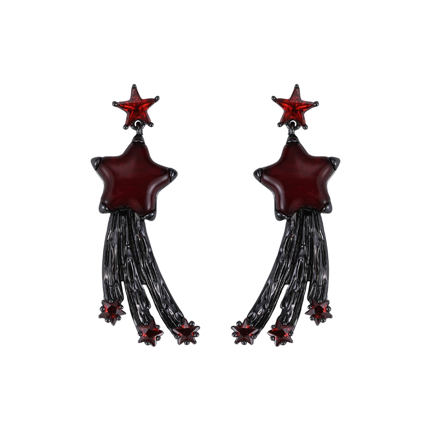 Goth Scarlet Black Meteor Earrings