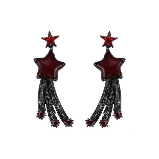 Goth Scarlet Black Meteor Earrings