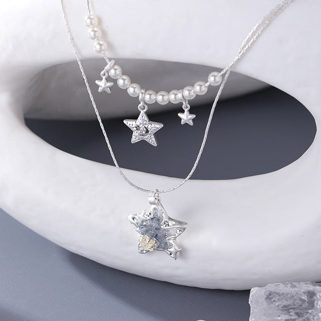 Y2K Fresh Shining Star Double Layer Necklace