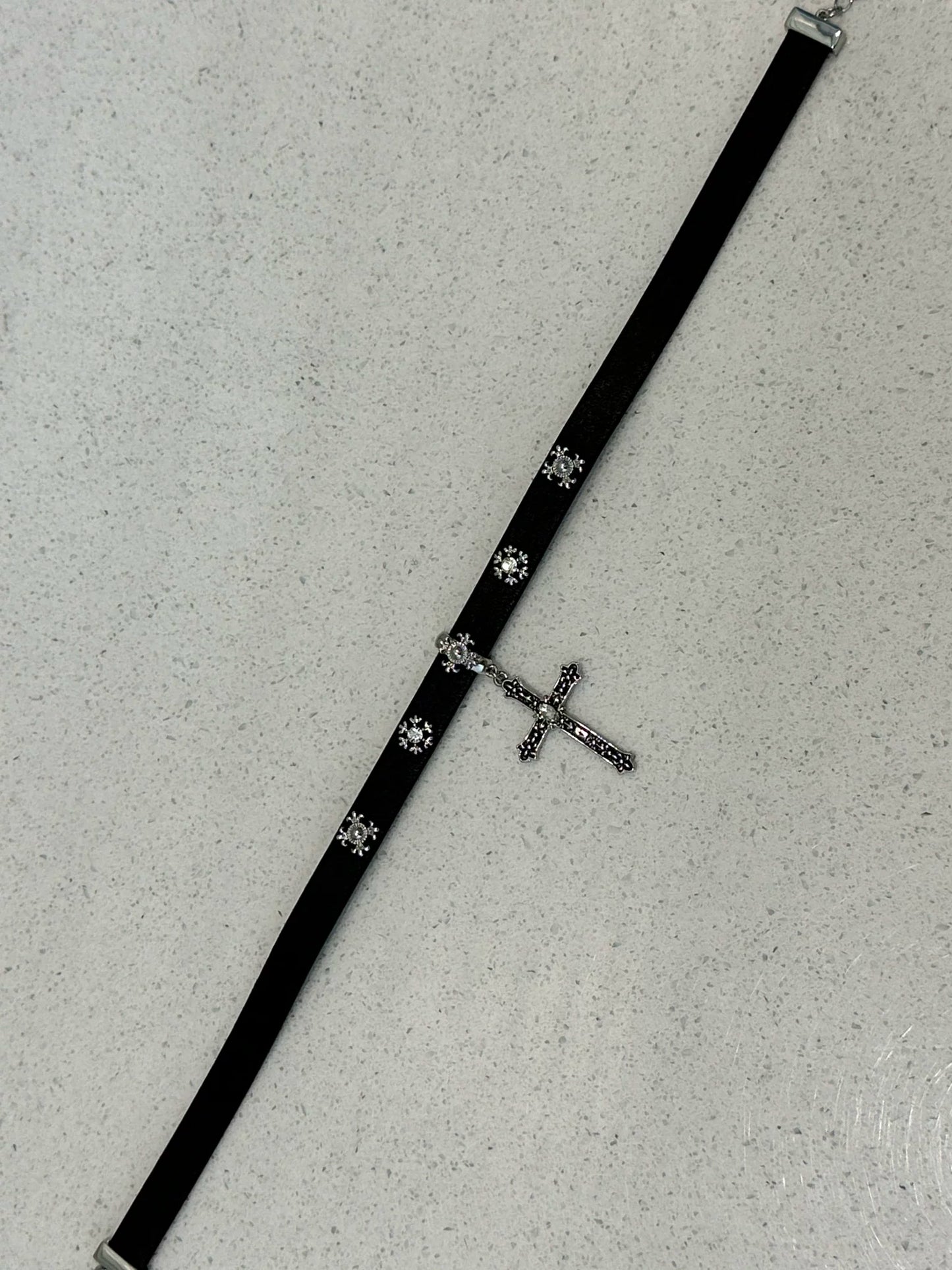 Y2K Gothic Punk Cross Rhinestone Choker Necklace