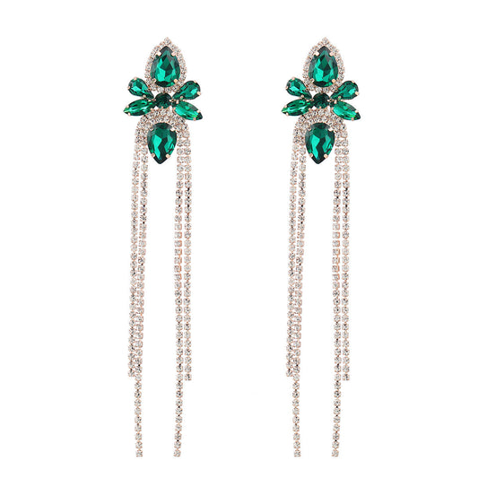 Strass Blumen Geometrische Quaste Ohrringe frauen Übertrieben Elegante Baumeln Ohrringe Bankett Schmuck Zubehör