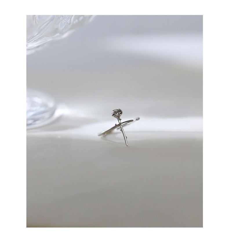 S925 Silber Damen Rose Offener Ring
