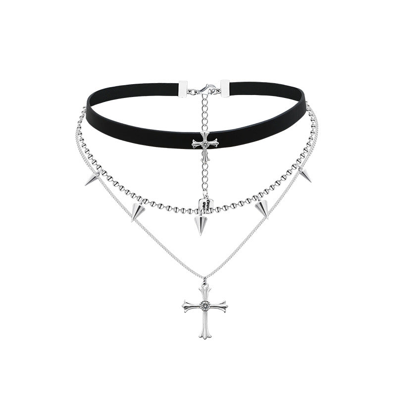Y2K Mädchen Kreuznieten Stapel Choker