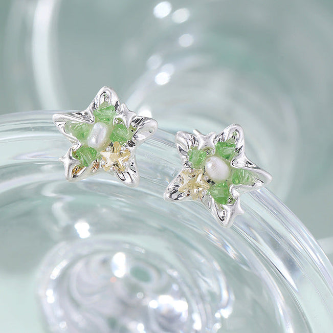Y2K Green Star Stud Earrings