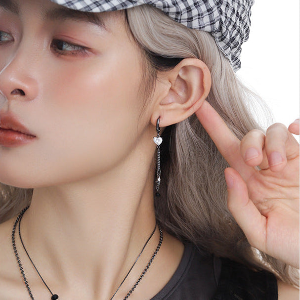 Y2K Goth Black Star & Heart Hoop Earrings