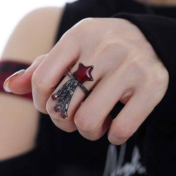 Goth Scarlet Black Meteor Earrings