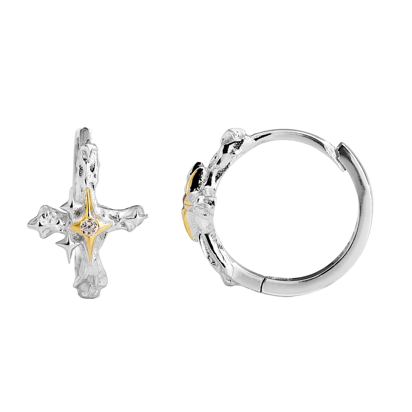 S925 Sterling Silver Cross Star Earrings
