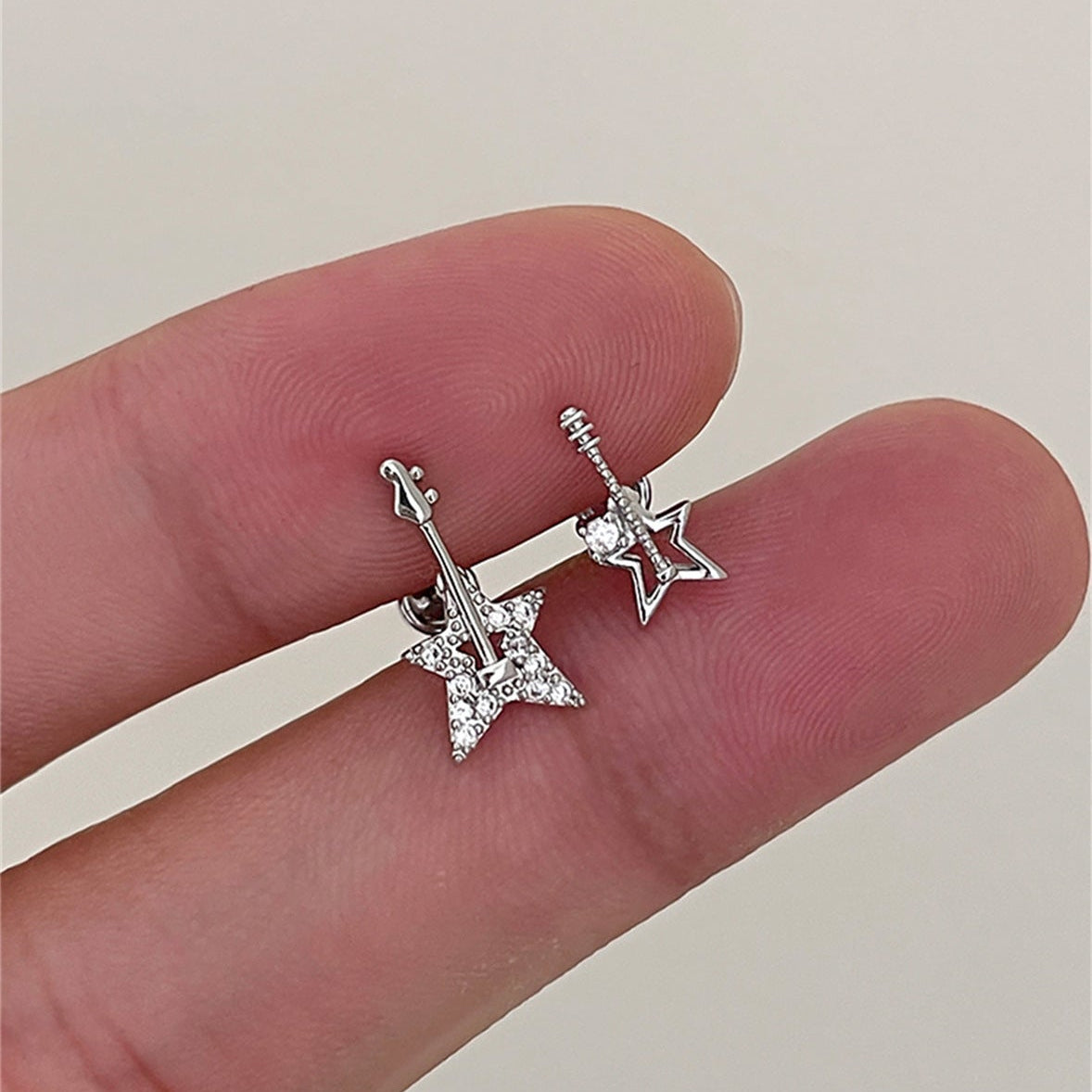 Shining Star Guitar Shining Asymmetrical Earrings