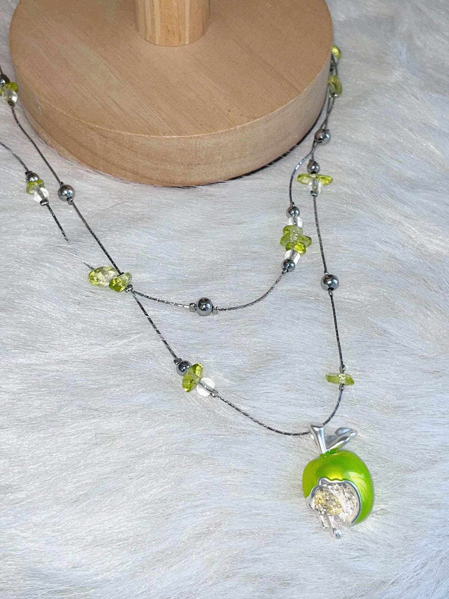 Y2K Sweet Green Apple Double Layer Necklace