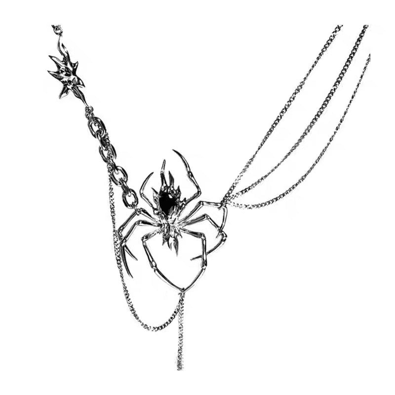 Schicke silberne Spinnenhalskette für Unisex