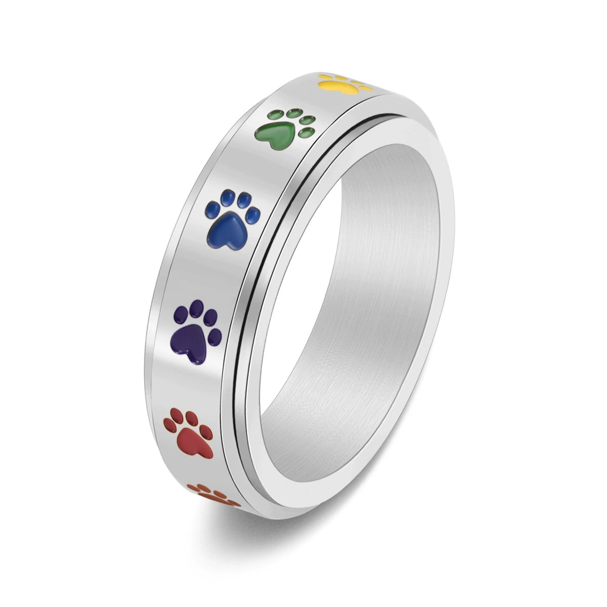 The Foxhole Court Rainbow Stainless Steel Rotatable rings