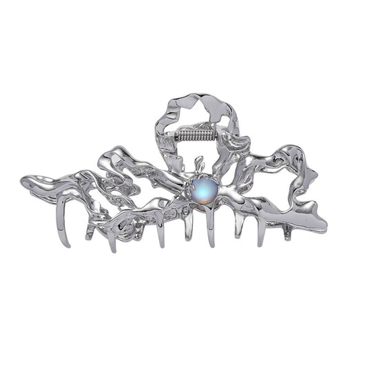 Ausgefallene silberne Haarnadel aus Mondstein für Damen