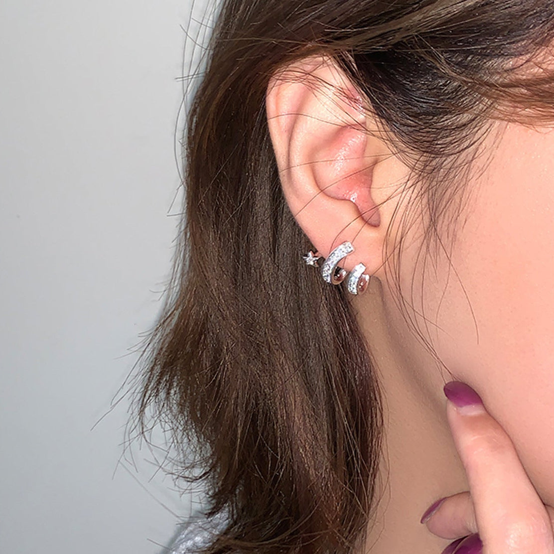 Designer Meteorite Star Zircon Earrings