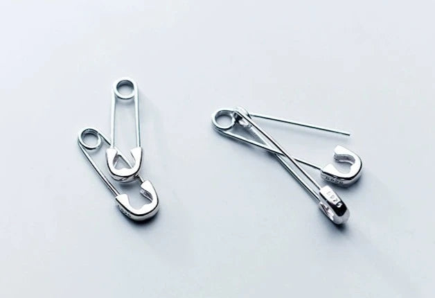 Unisex Designer Silber Pin Ohrstecker